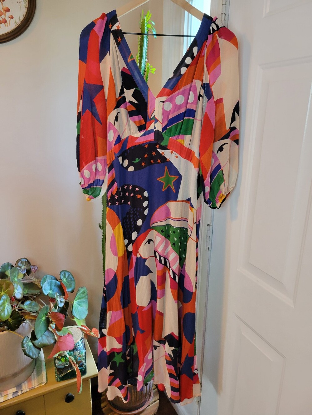 FARM Rio Multicolor Graphic Maxi Dress - Blue, Pink, Orange, Green, White